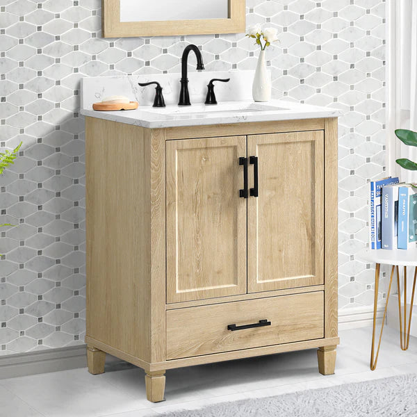 OasisTile Vantique 30" Single Vanity With Carrara white Engineered Stone Top Horizon Tile