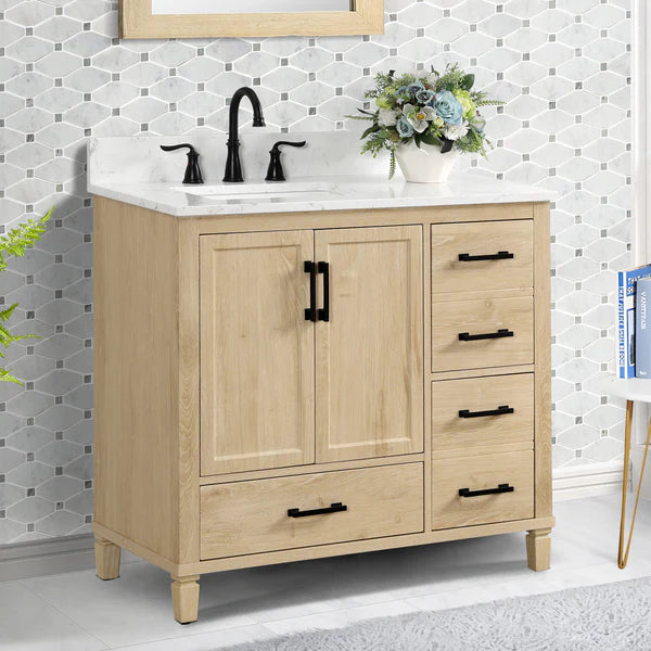 OasisTile Vantique 36" Single Vanity With Carrara white Engineered Stone Top Horizon Tile