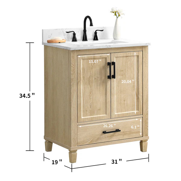 OasisTile Vantique 30" Single Vanity With Carrara white Engineered Stone Top Horizon Tile