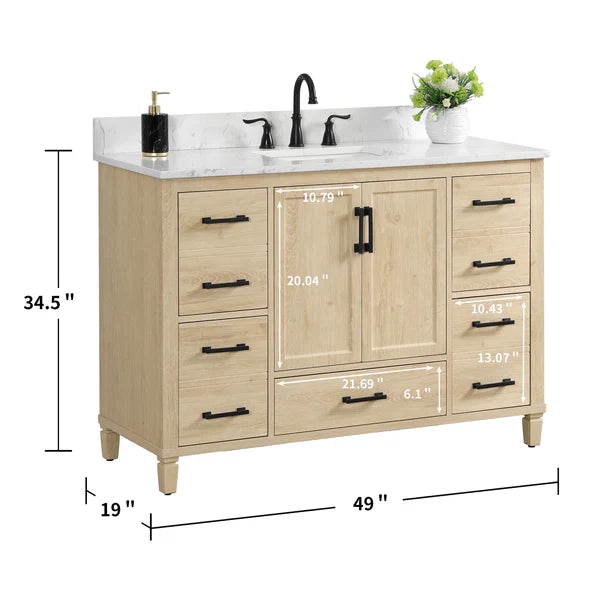 OasisTile Vantique 48" Single Vanity With Carrara white Engineered Stone Top Horizon Tile