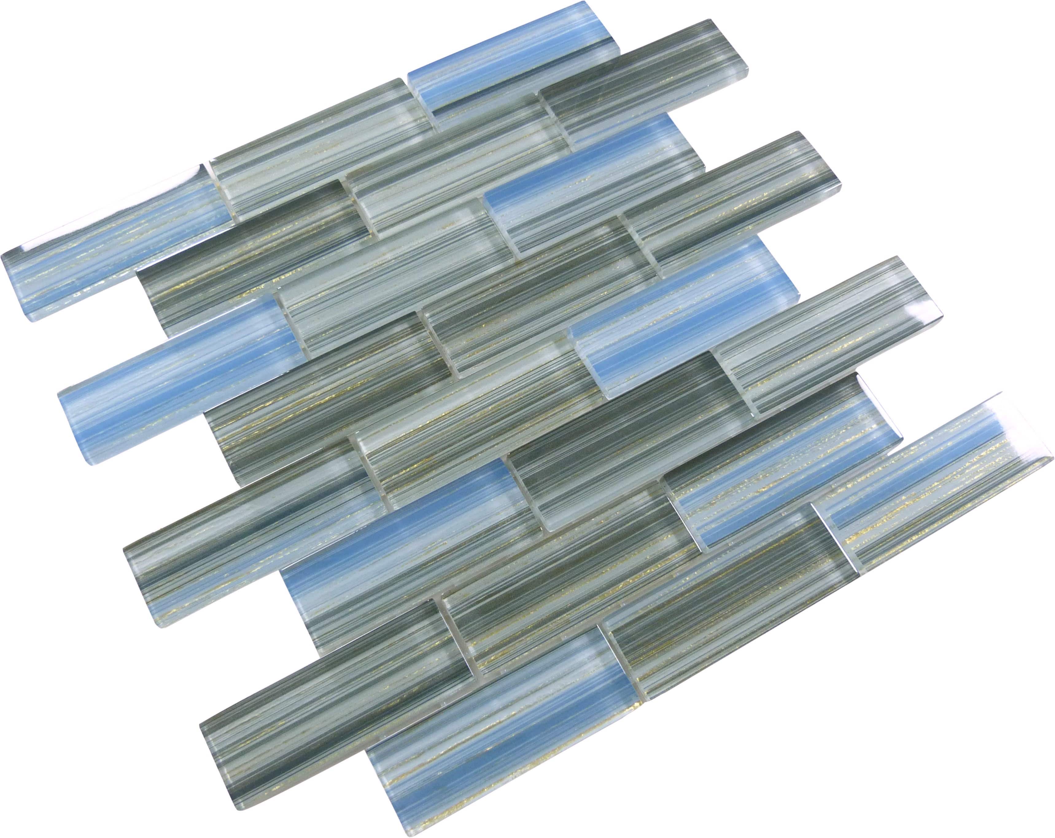 Renascence Cerulean Gold 1.5x4 Glass Tile
