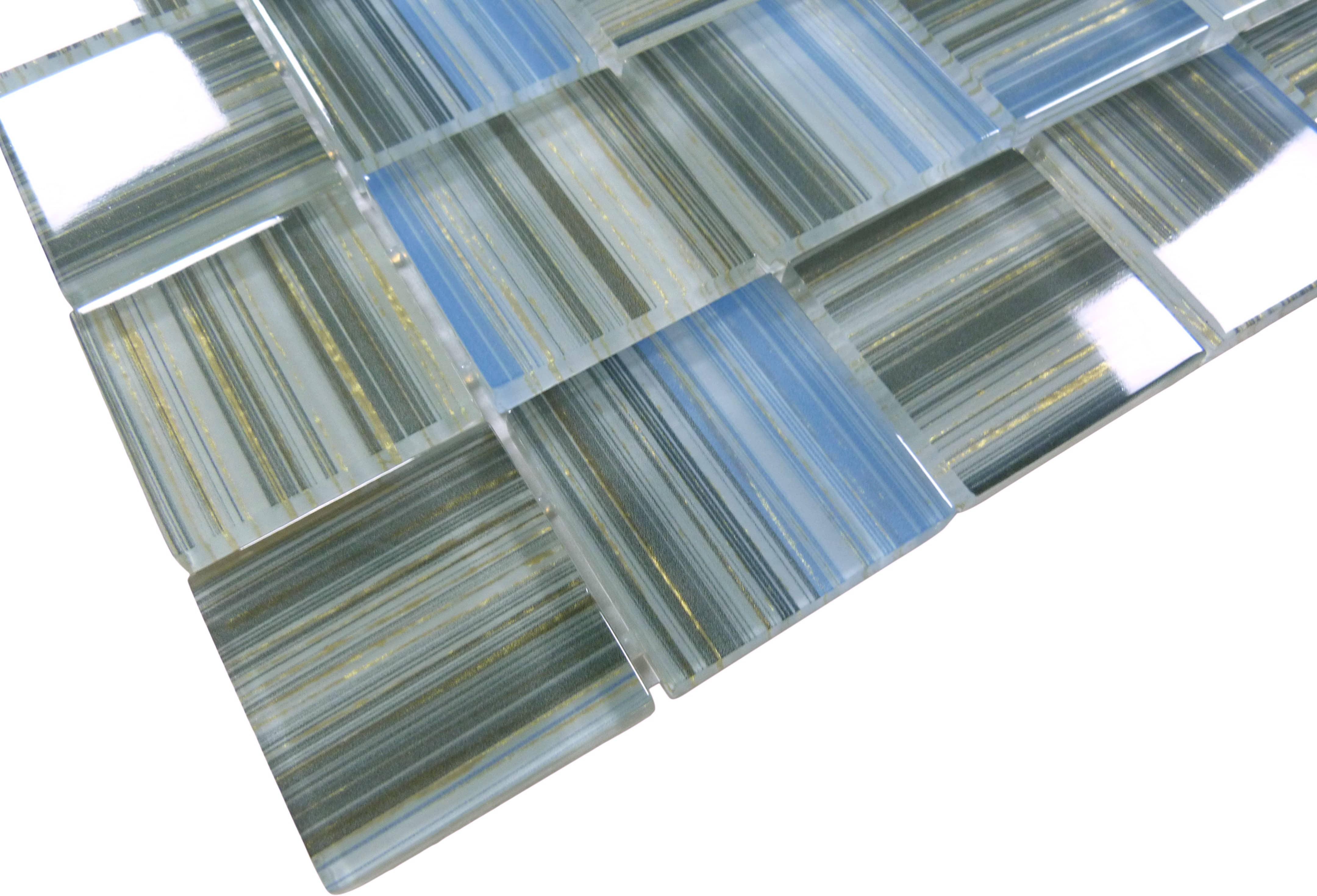 Renascence Cerulean Gold 2x2 Glass Tile