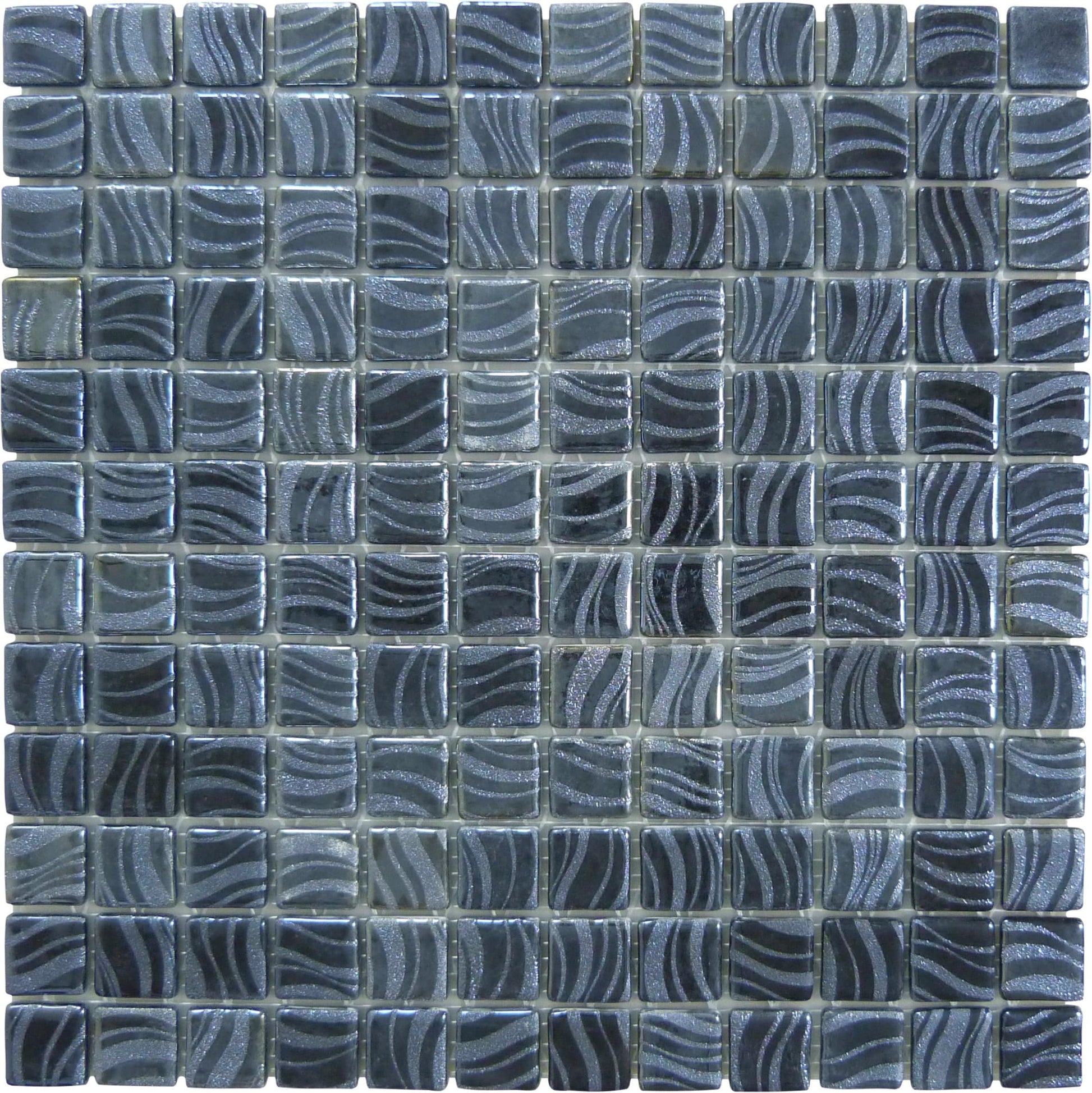 Glitter Black 1x1 Glossy Glass Tile Absolut Glass