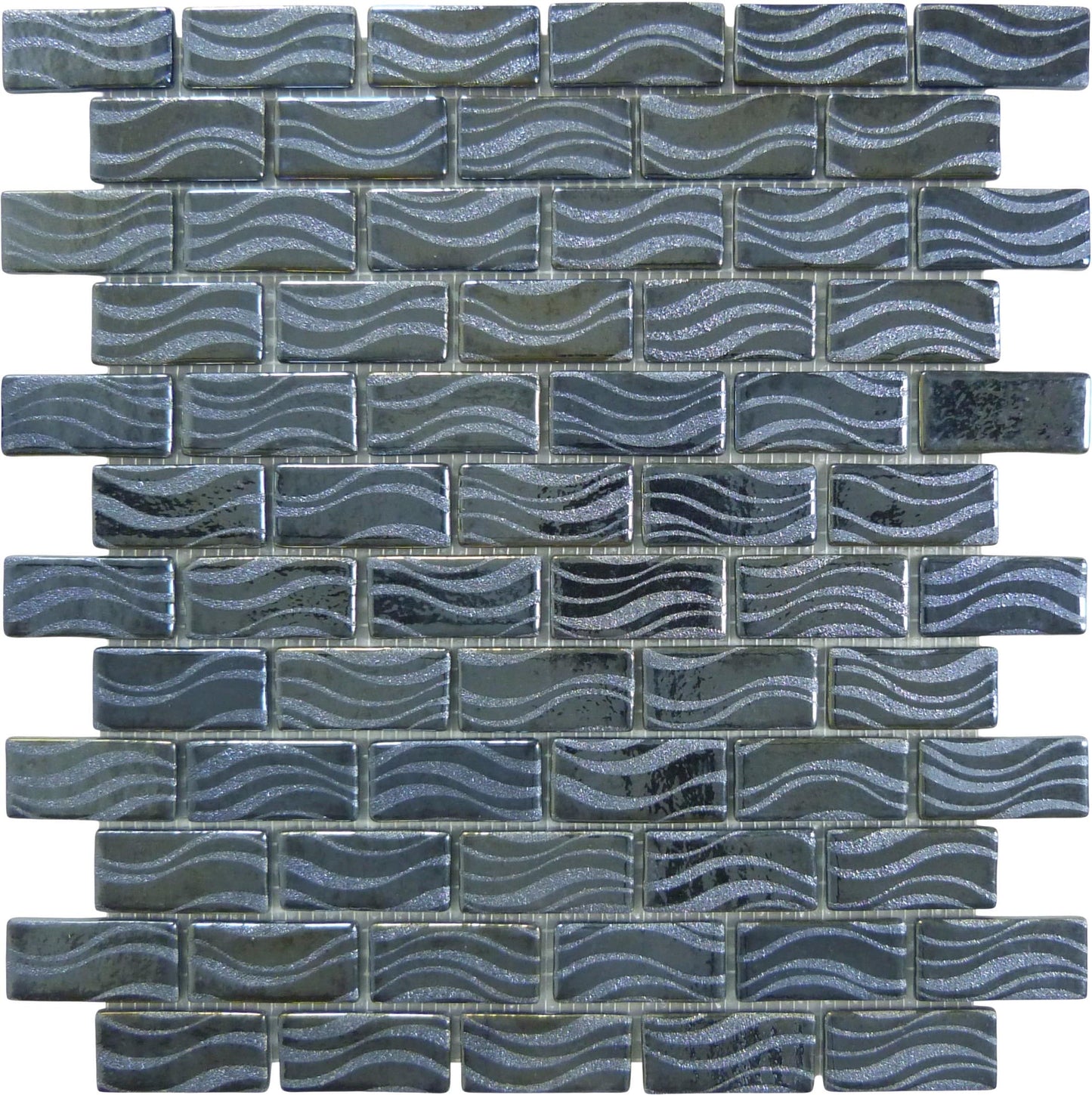 Glitter Black 1x2 Glossy Glass Tile Absolut Glass