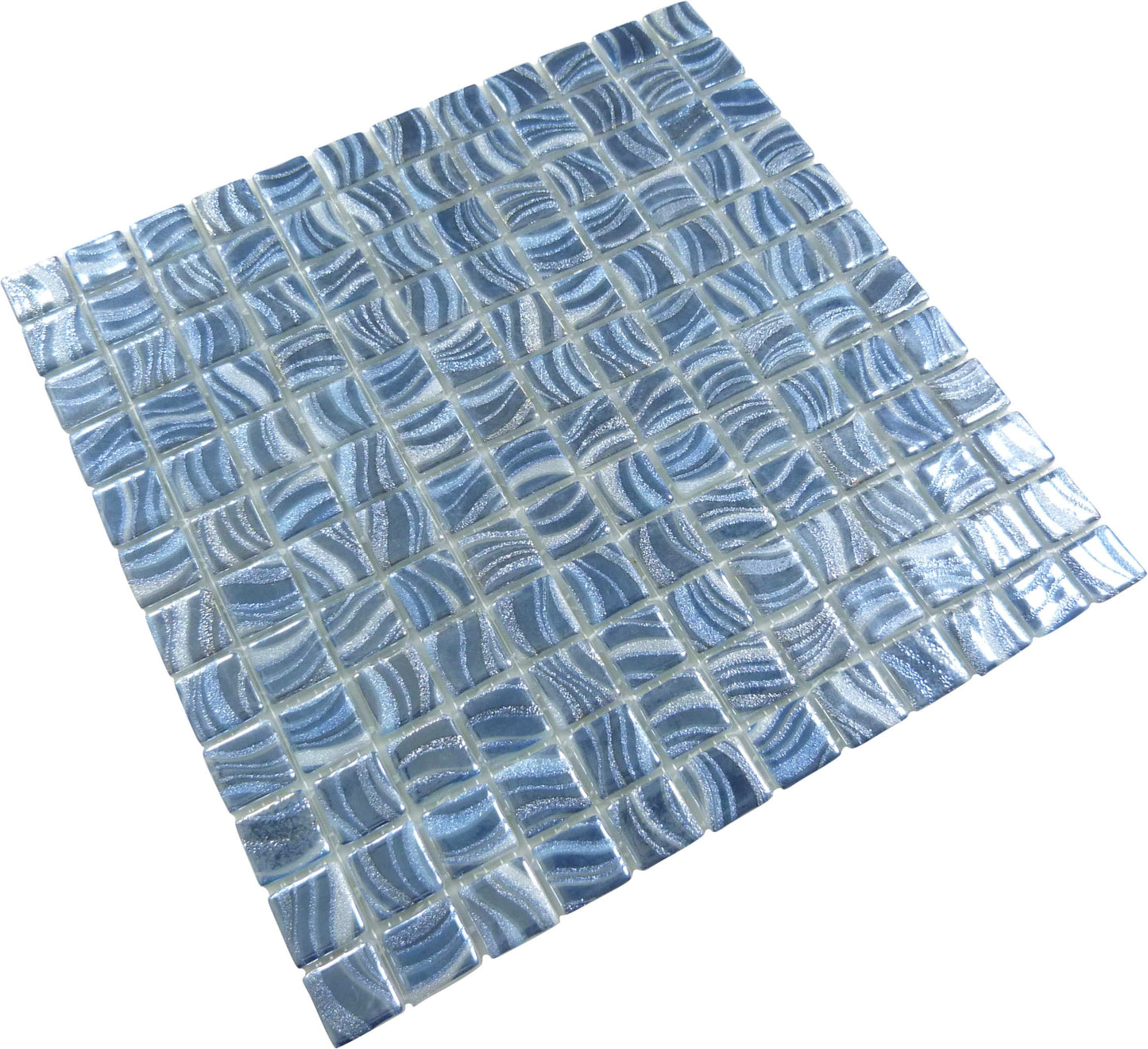 Glitter Blue 1x1 Glossy Glass Tile Absolut Glass