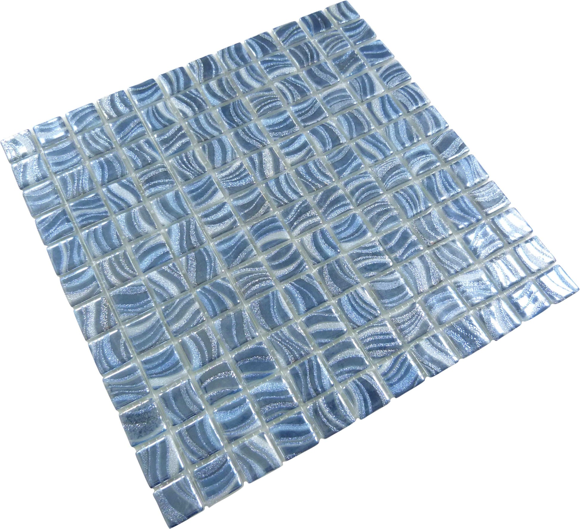 Glitter Blue 1x1 Glossy Glass Tile Absolut Glass