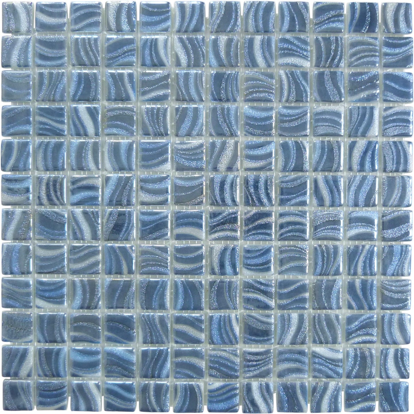 Glitter Blue 1x1 Glossy Glass Tile Absolut Glass