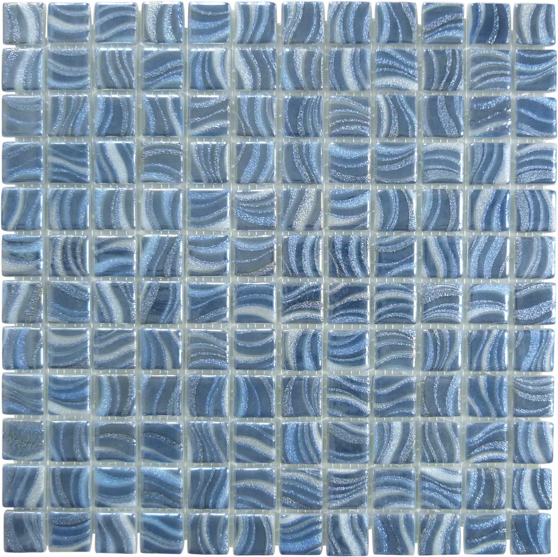 Glitter Blue 1x1 Glossy Glass Tile Absolut Glass