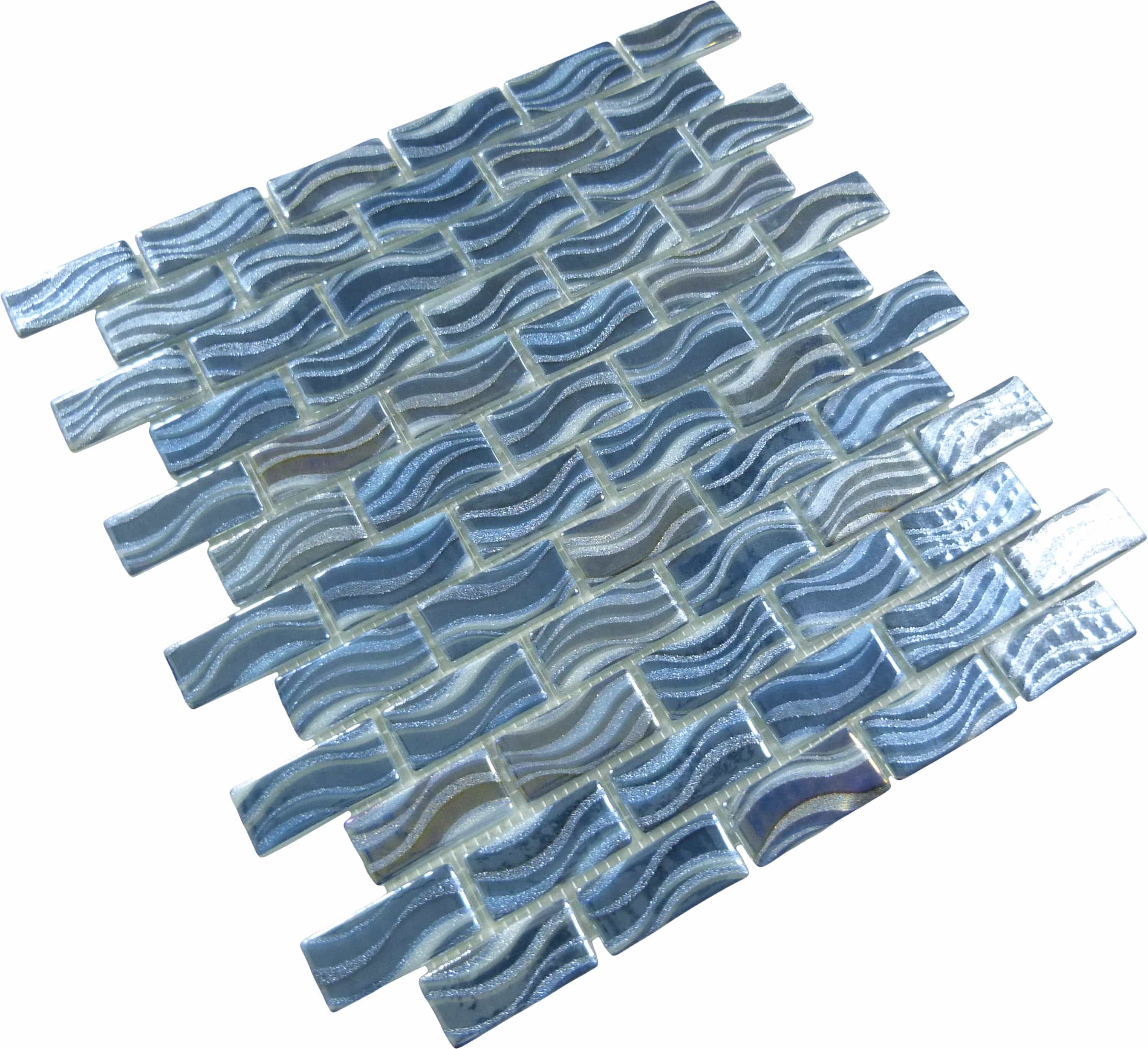 Glitter Blue 1x2 Glossy Glass Tile Absolut Glass