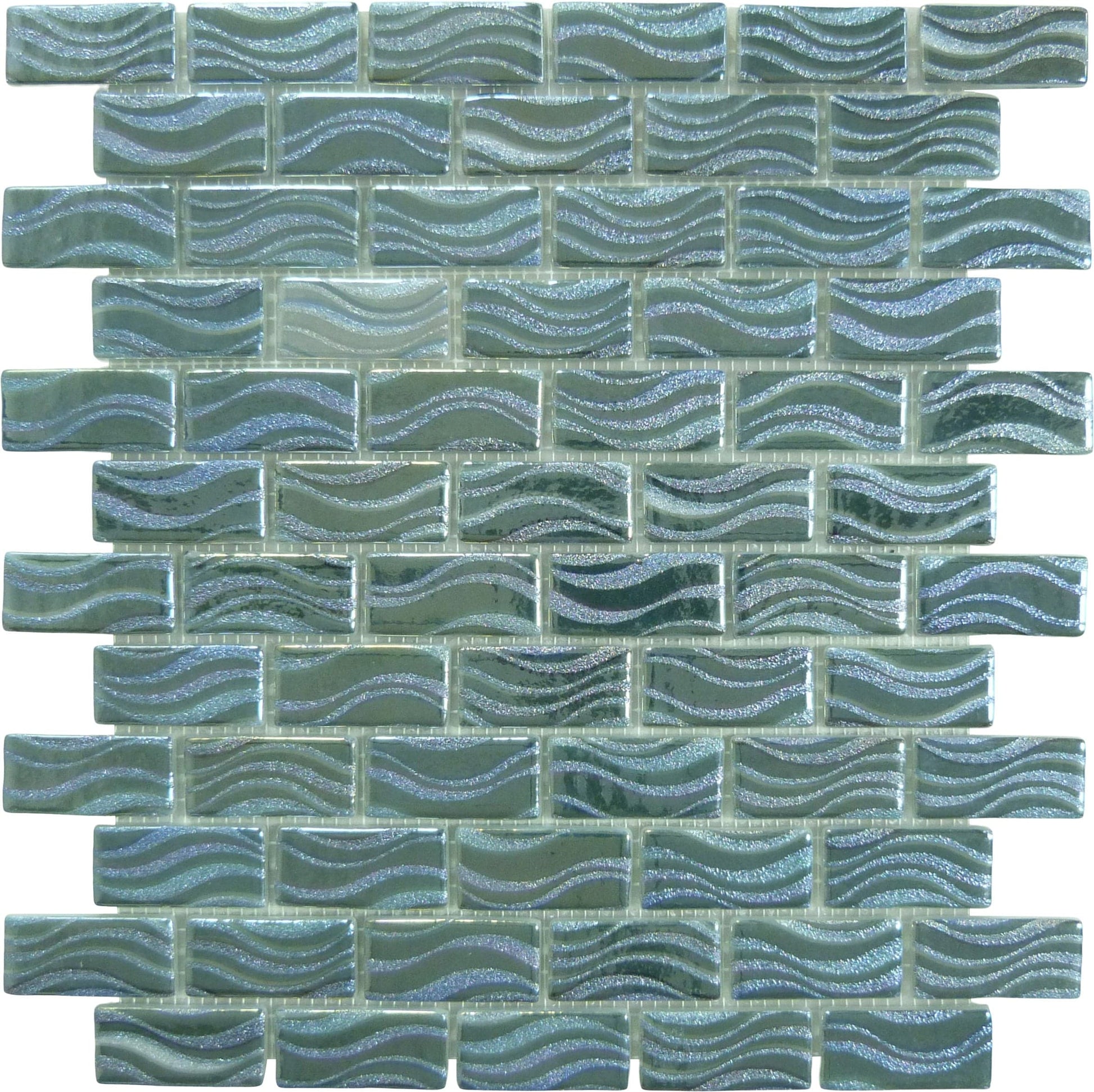 Glitter Green 1x2 Glossy Glass Tile Absolut Glass