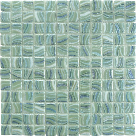 Glitter Jade 1x1 Glossy Glass Tile Absolut Glass