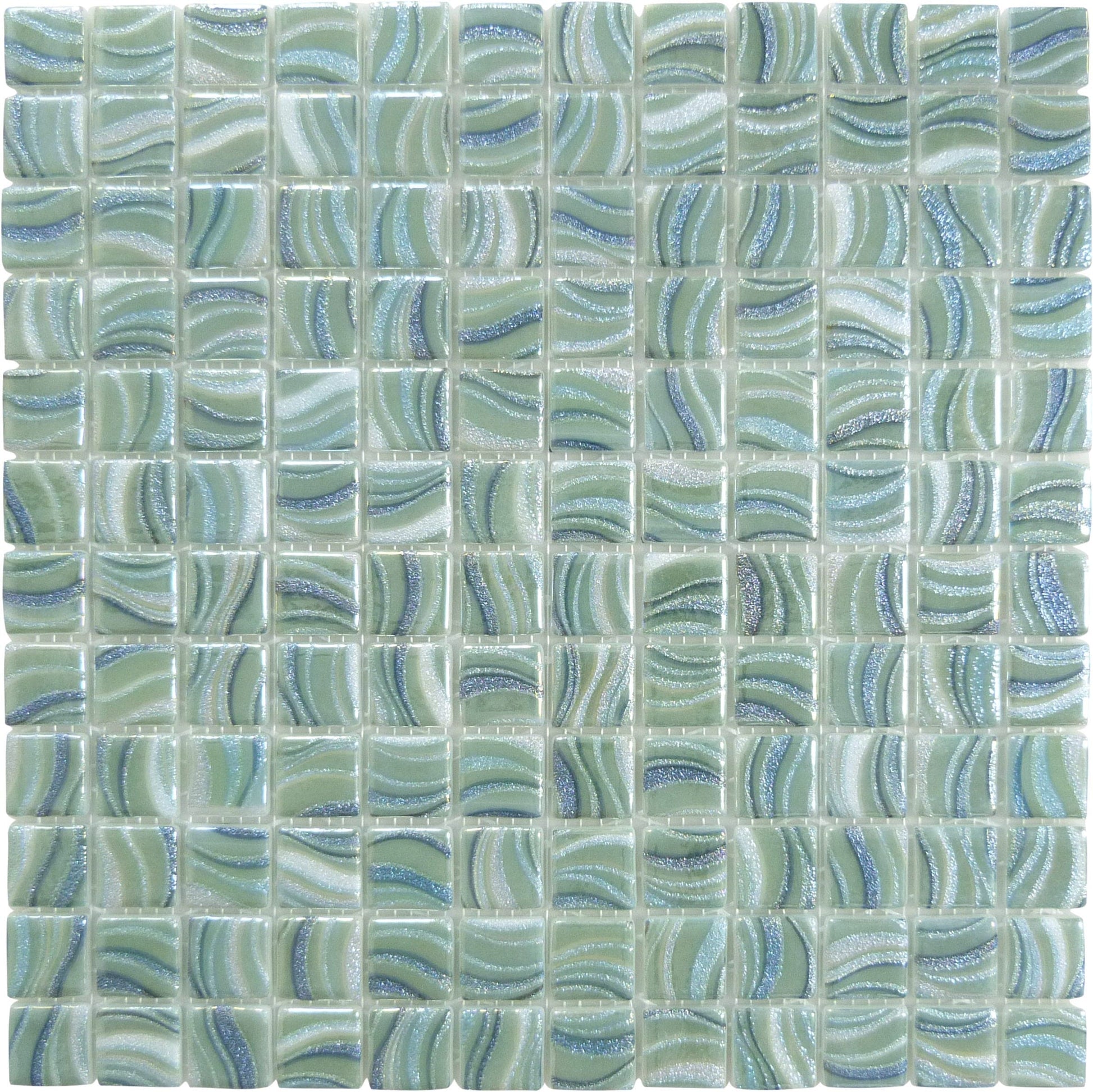 Glitter Jade 1x1 Glossy Glass Tile Absolut Glass