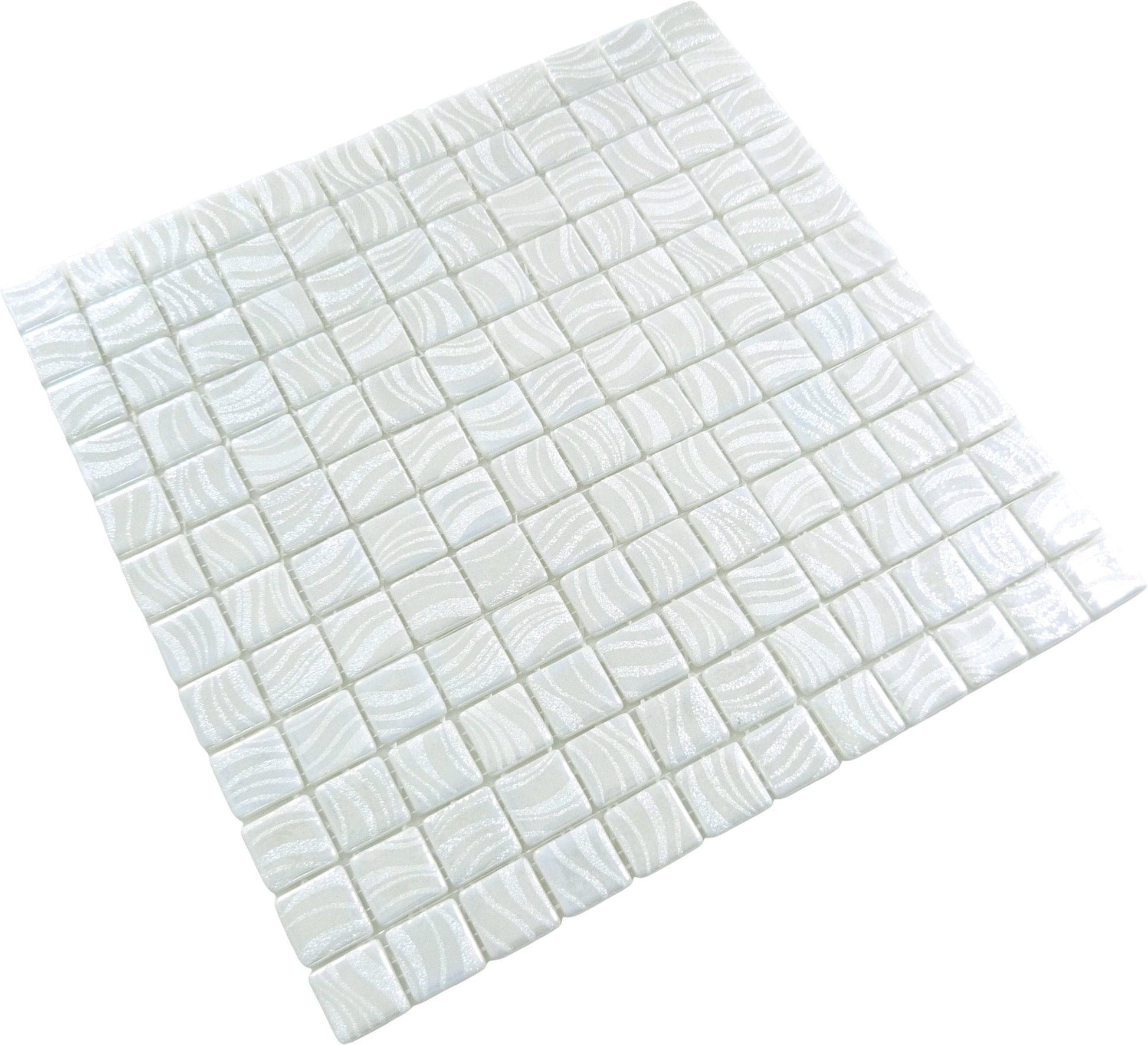 Glitter White 1x1 Glossy Glass Tile Absolut Glass