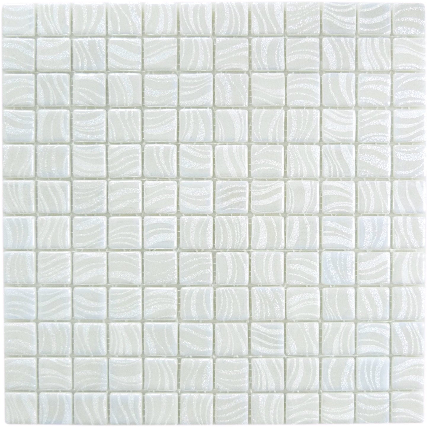 Glitter White 1x1 Glossy Glass Tile Absolut Glass