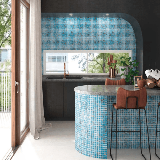 Oasis Blue 1x1 Matte Glass Tile Absolut Glass