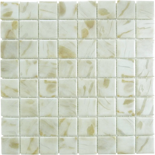 Oasis Marfil White 1.5x1.5 Matte Glass Tile Absolut Glass