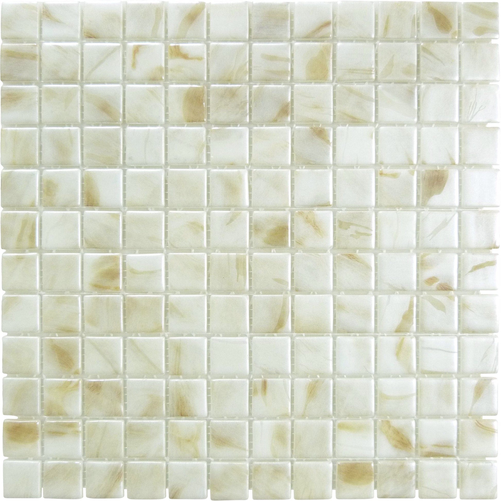 Oasis Marfil White 1x1 Matte Glass Tile Absolut Glass
