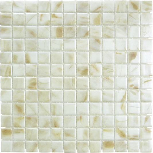 Oasis Marfil White 1x1 Matte Glass Tile Absolut Glass