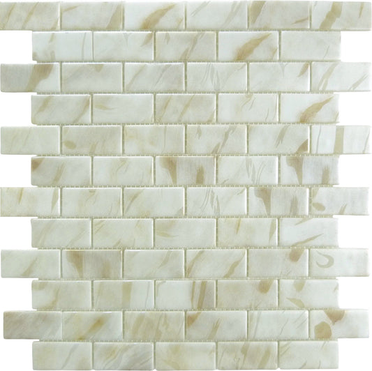 Oasis Marfil White 1x2 Matte Glass Tile Absolut Glass