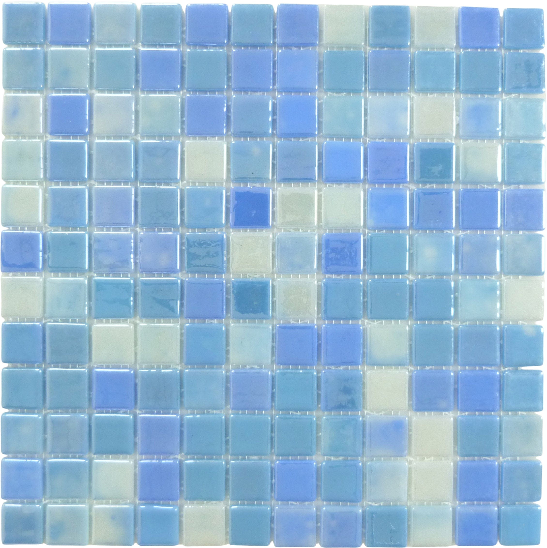 Blue Lagoon Blend 1x1 Glossy Glass Tile Absolut Glass