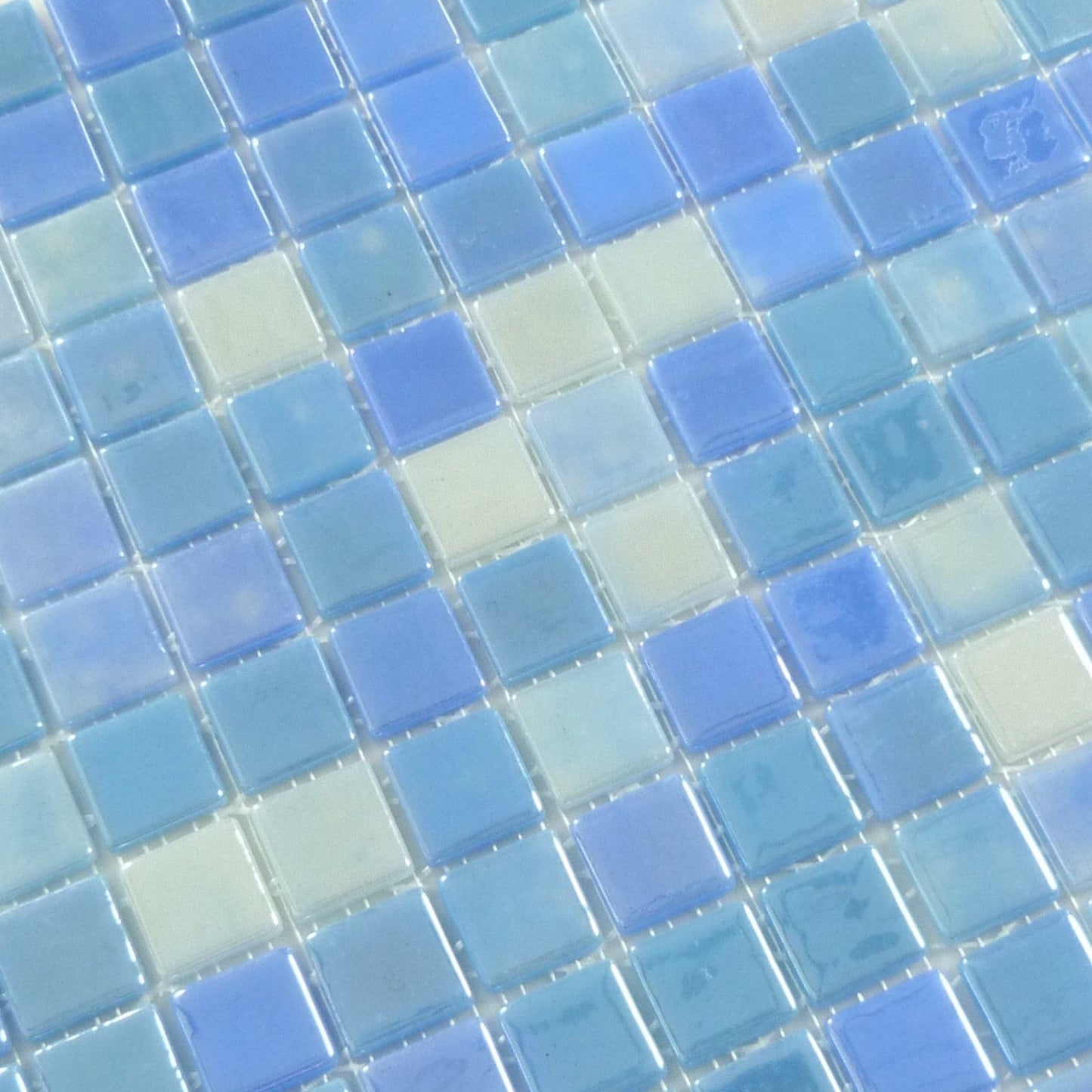 Blue Lagoon Blend 1x1 Glossy Glass Tile Absolut Glass