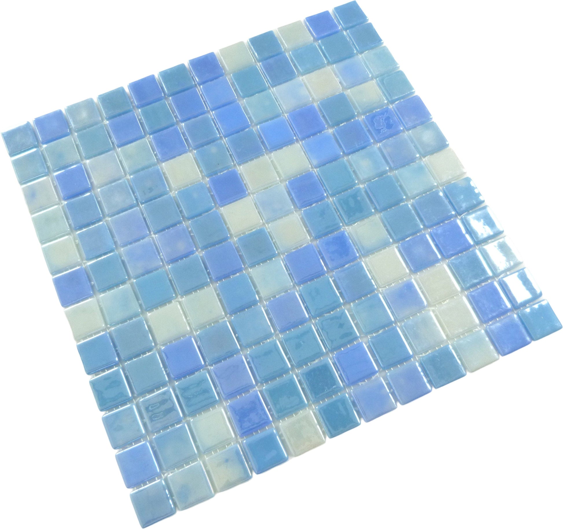 Blue Lagoon Blend 1x1 Glossy Glass Tile Absolut Glass