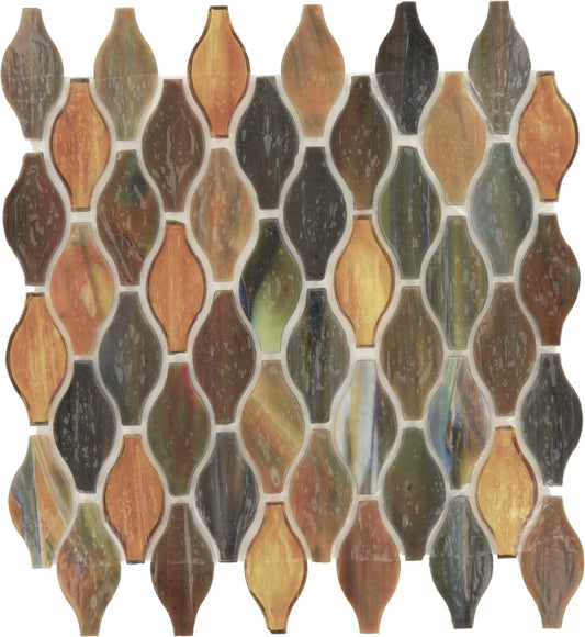 Bonfire Orange Unique Shapes Glossy Glass Tile Botanical Glass