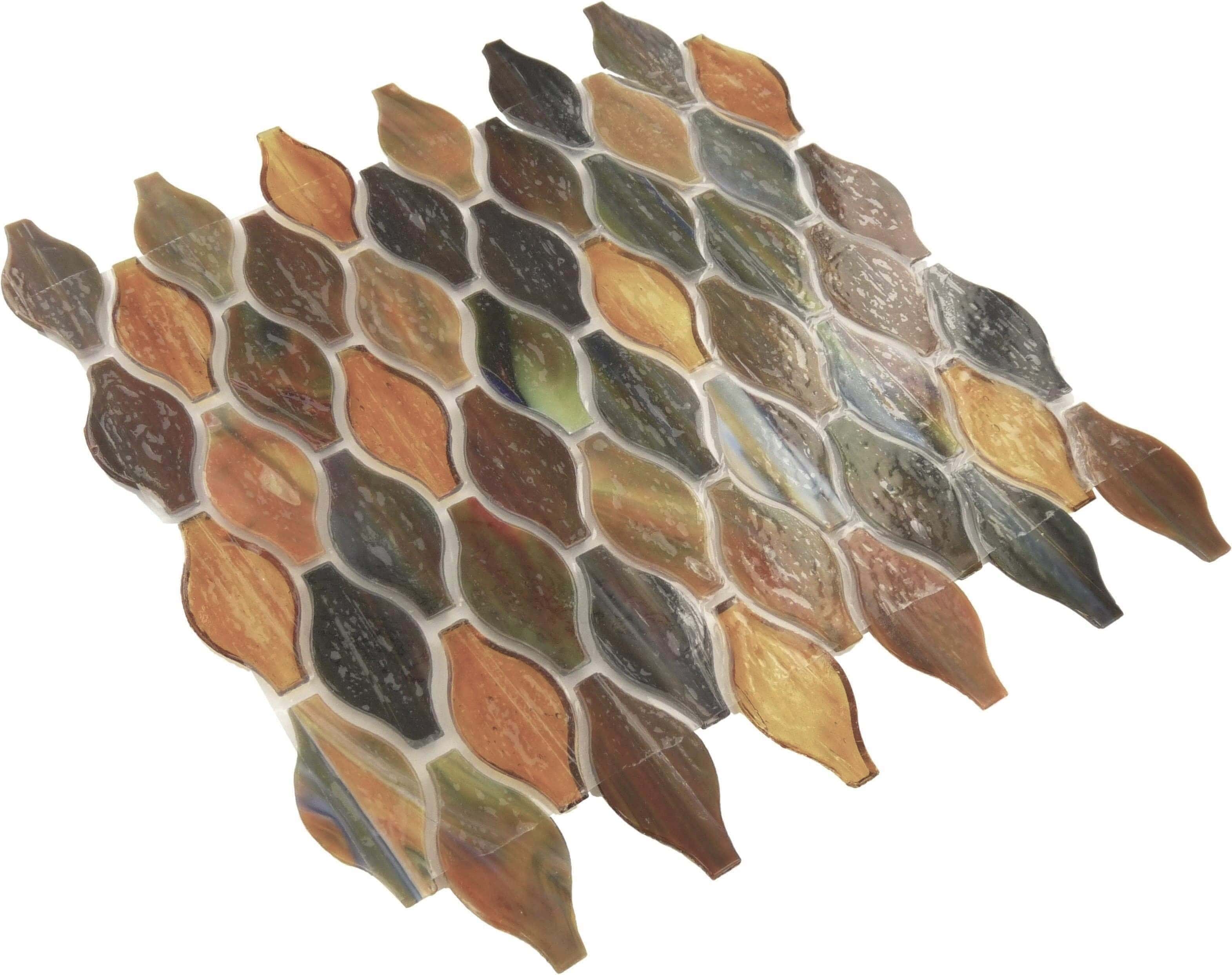 Bonfire Orange Unique Shapes Glossy Glass Tile Botanical Glass
