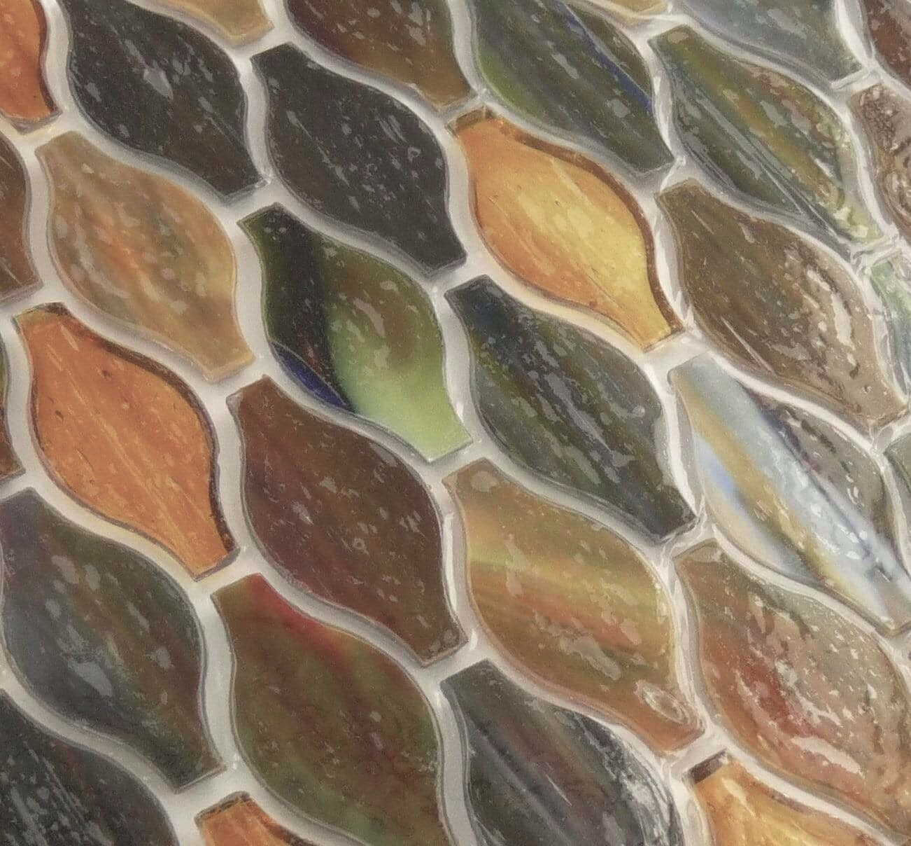 Bonfire Orange Unique Shapes Glossy Glass Tile Botanical Glass