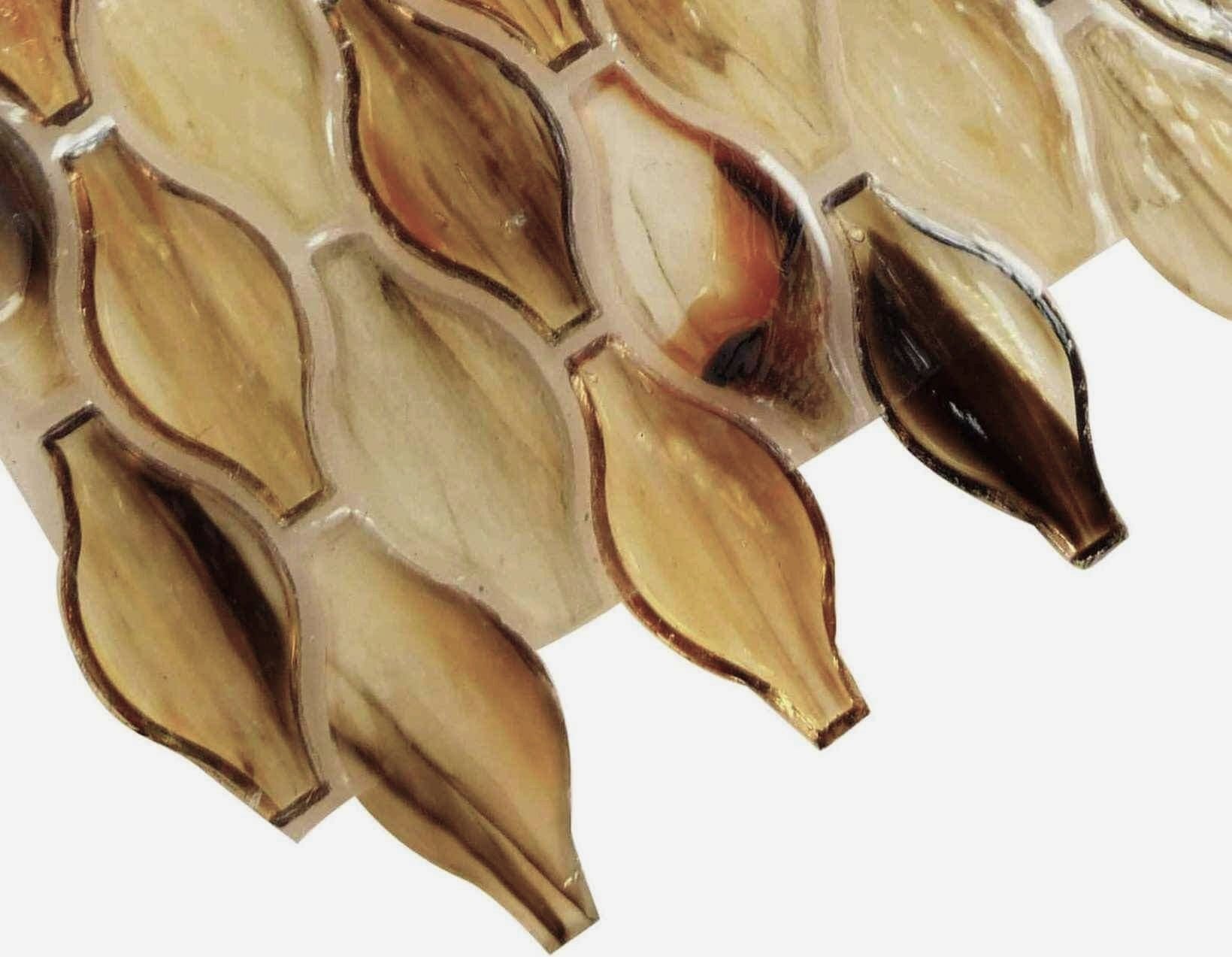 Brownie Brown Unique Shapes Glossy Glass Tile Botanical Glass