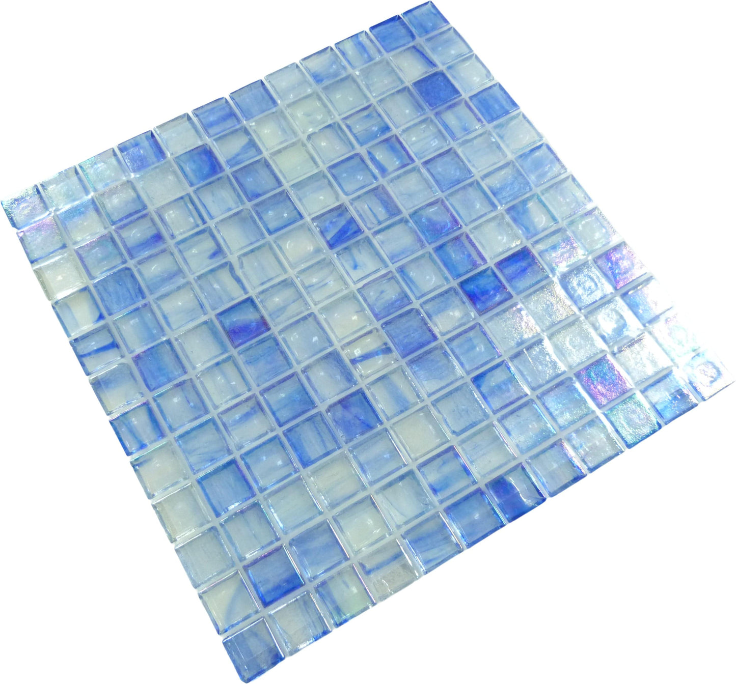 Blue 1x1 Glossy and Iridescent Glass Tile Botanical Glass