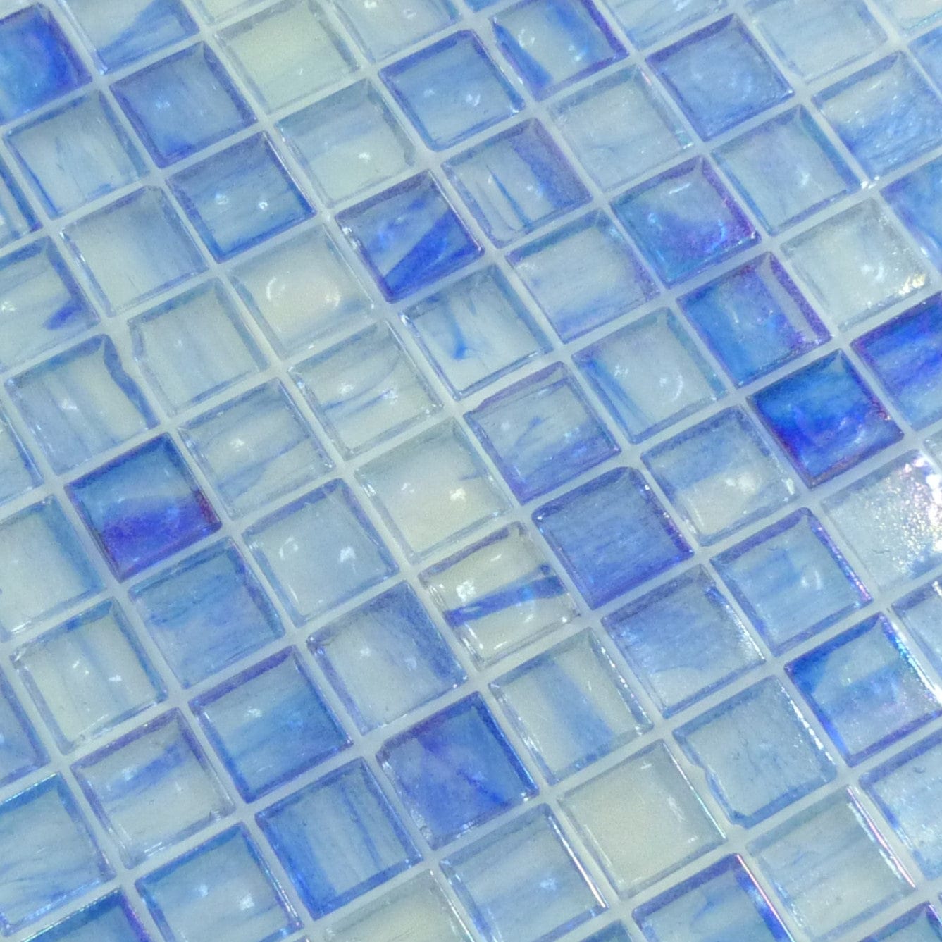 Blue 1x1 Glossy and Iridescent Glass Tile Botanical Glass
