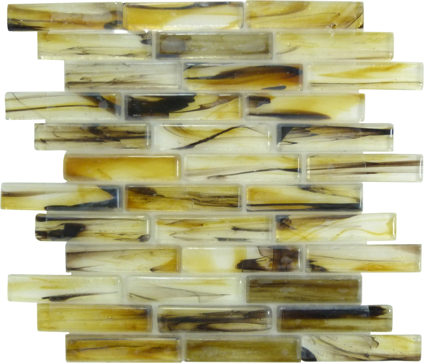 Flammeous 1x4 Brown Glossy Glass Tiles Botanical Glass