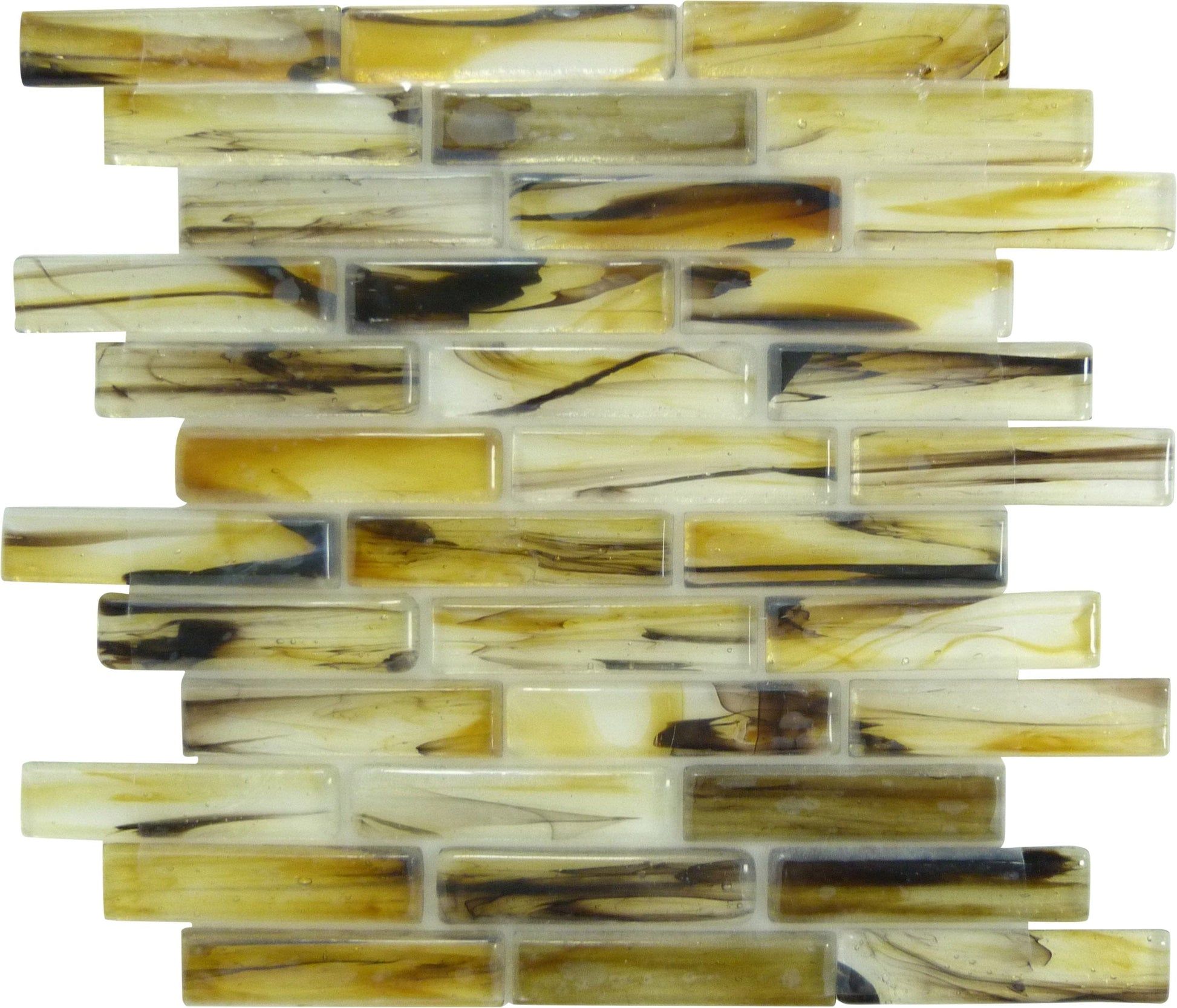 Flammeous 1x4 Brown Glossy Glass Tiles Botanical Glass