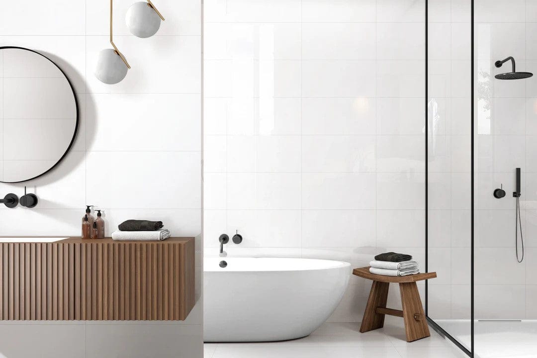 Plain White 24x48 Polished Porcelain Tile Champion Tile
