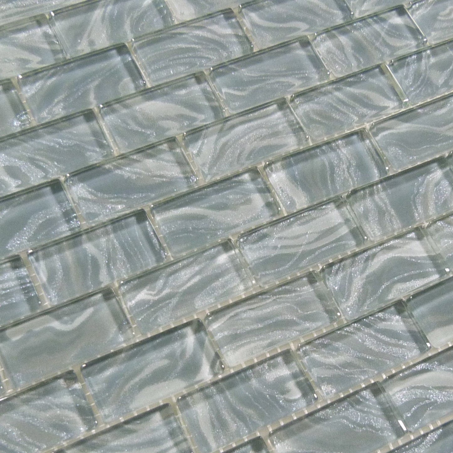 Oceanique High Tide Grey 1x2 Glossy Glass Tile Dynamic Surfaces