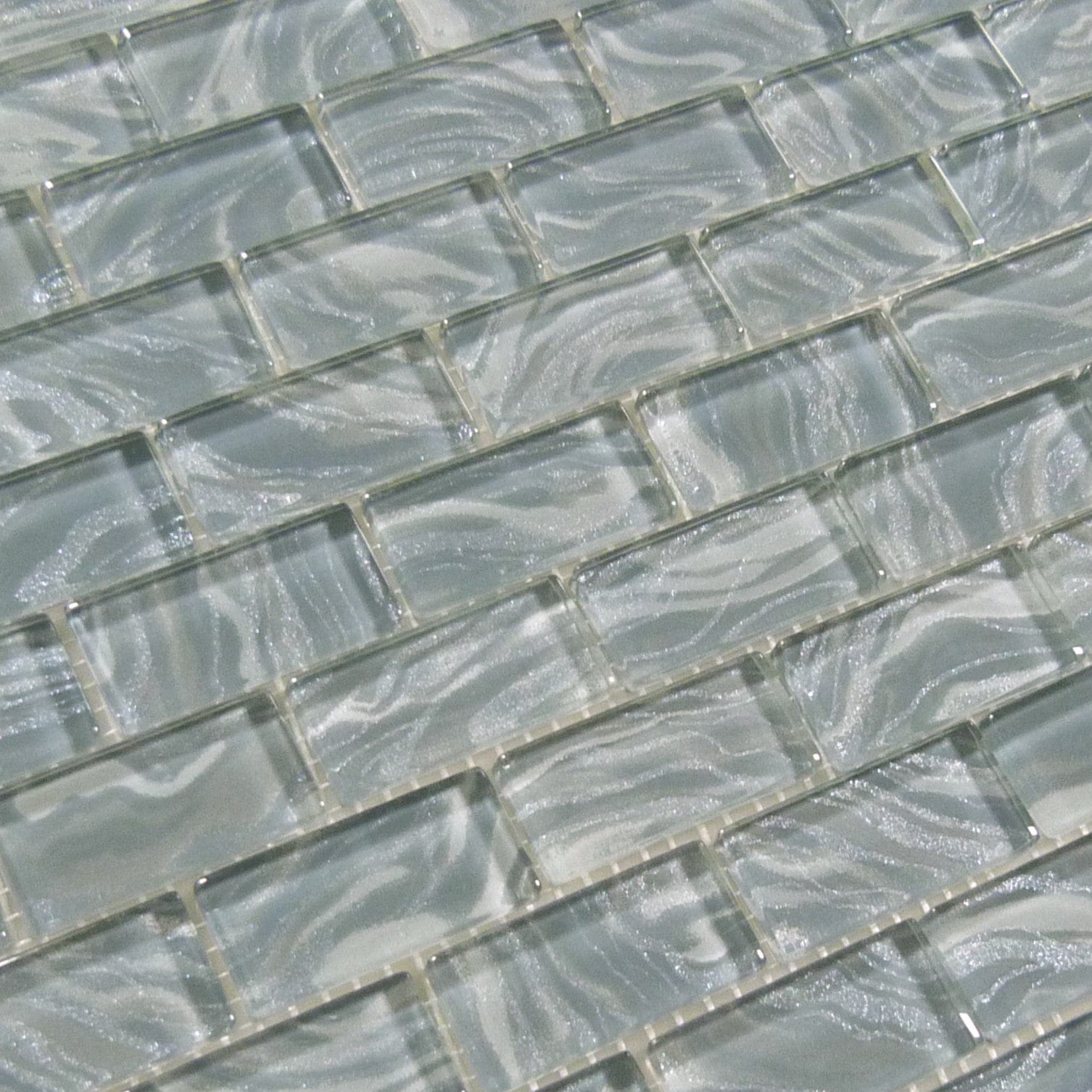 Oceanique High Tide Grey 1x2 Glossy Glass Tile Dynamic Surfaces