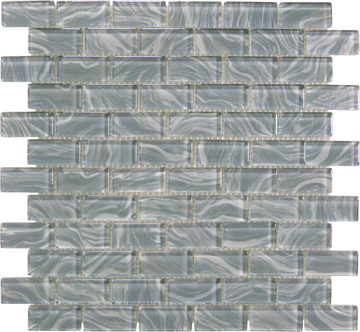 Oceanique High Tide Grey 1x2 Glossy Glass Tile Dynamic Surfaces