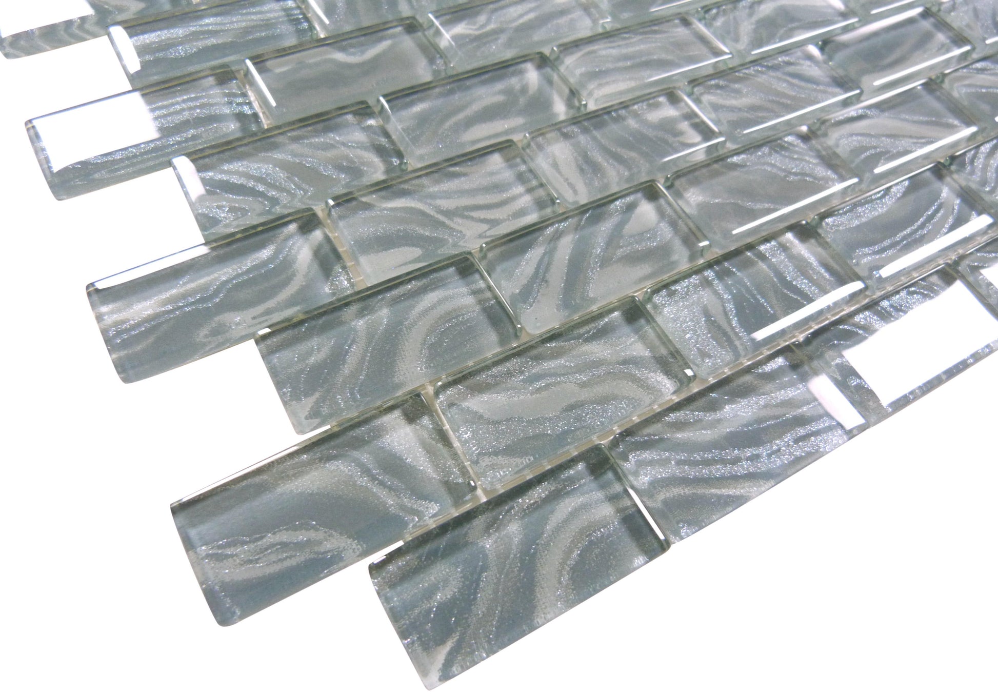 Oceanique High Tide Grey 1x2 Glossy Glass Tile Dynamic Surfaces