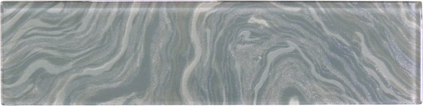 Oceanique High Tide Grey 3x12 Glossy Glass Tile Dynamic Surfaces