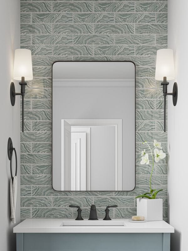 Oceanique High Tide Grey 3x12 Glossy Glass Tile Dynamic Surfaces