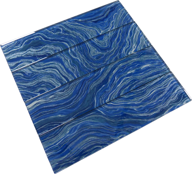 Oceanique High Tide Navy Blue 3x12 Glossy Glass Tile Dynamic Surfaces