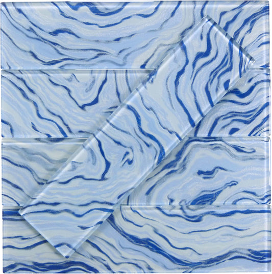 Oceanique High Tide Sky Blue 3x12 Glossy Glass Tile Dynamic Surfaces