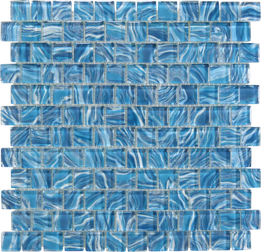 Oceanique High Tide Teal Green 1x1 Glossy Glass Tile Dynamic Surfaces