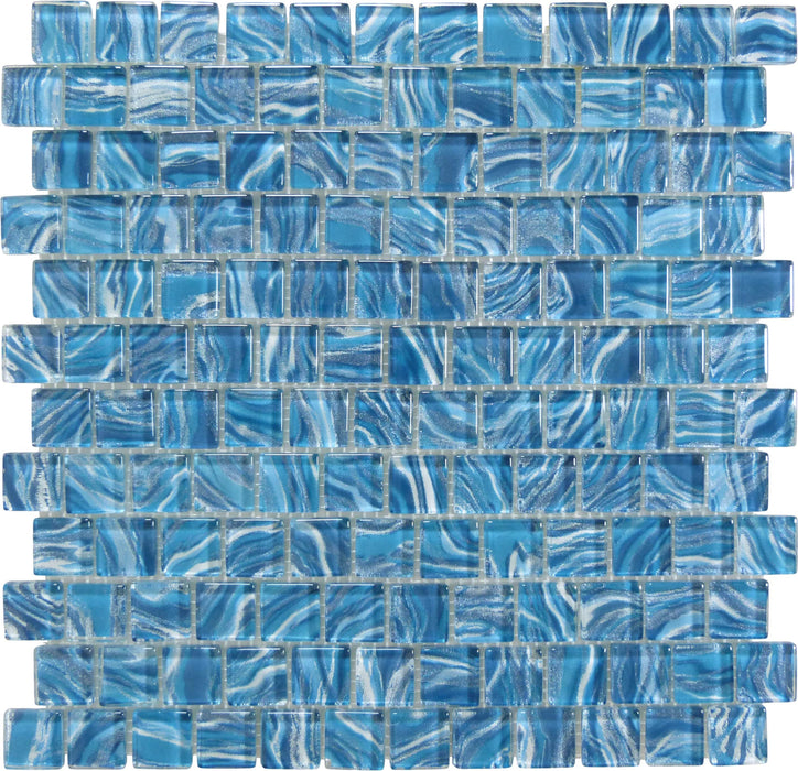 Oceanique High Tide Teal Green 1x1 Glossy Glass Tile Dynamic Surfaces