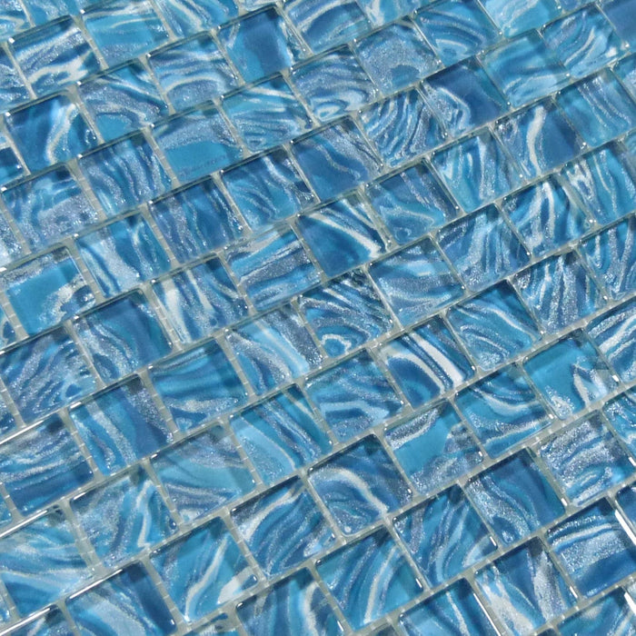 Oceanique High Tide Teal Green 1x1 Glossy Glass Tile Dynamic Surfaces