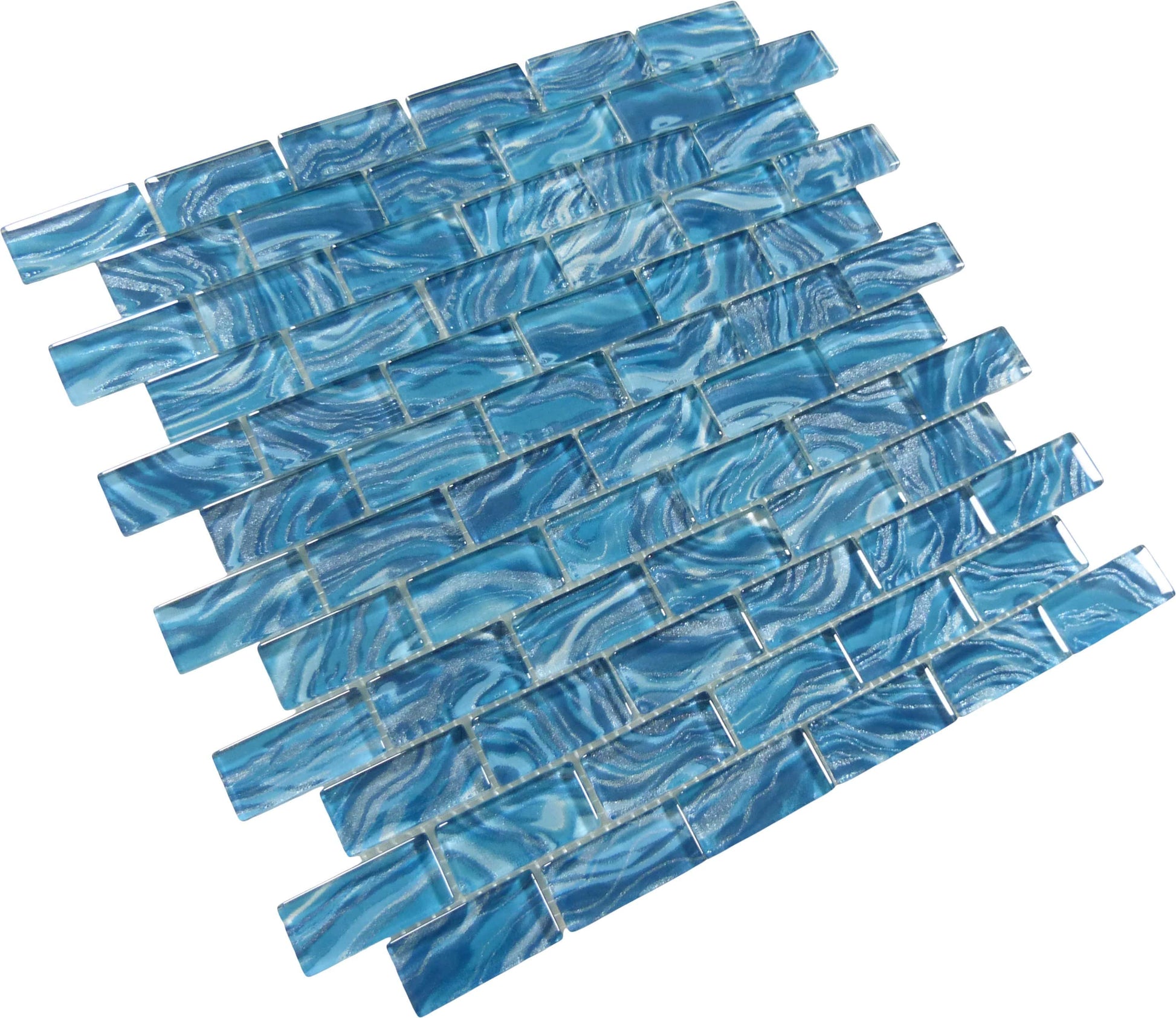 Oceanique High Tide Teal Green 1x2 Glossy Glass Tile Dynamic Surfaces