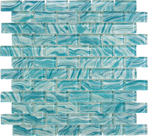 Oceanique High Tide Turquoise 1x2 Glossy Glass Tile Dynamic Surfaces