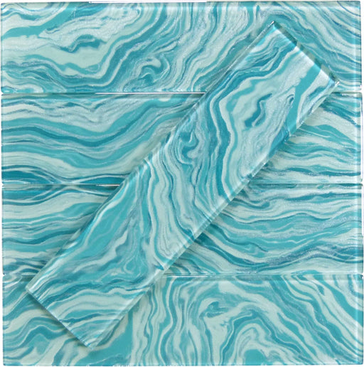 Oceanique High Tide Turquoise 3x12 Glossy Glass Tile Dynamic Surfaces