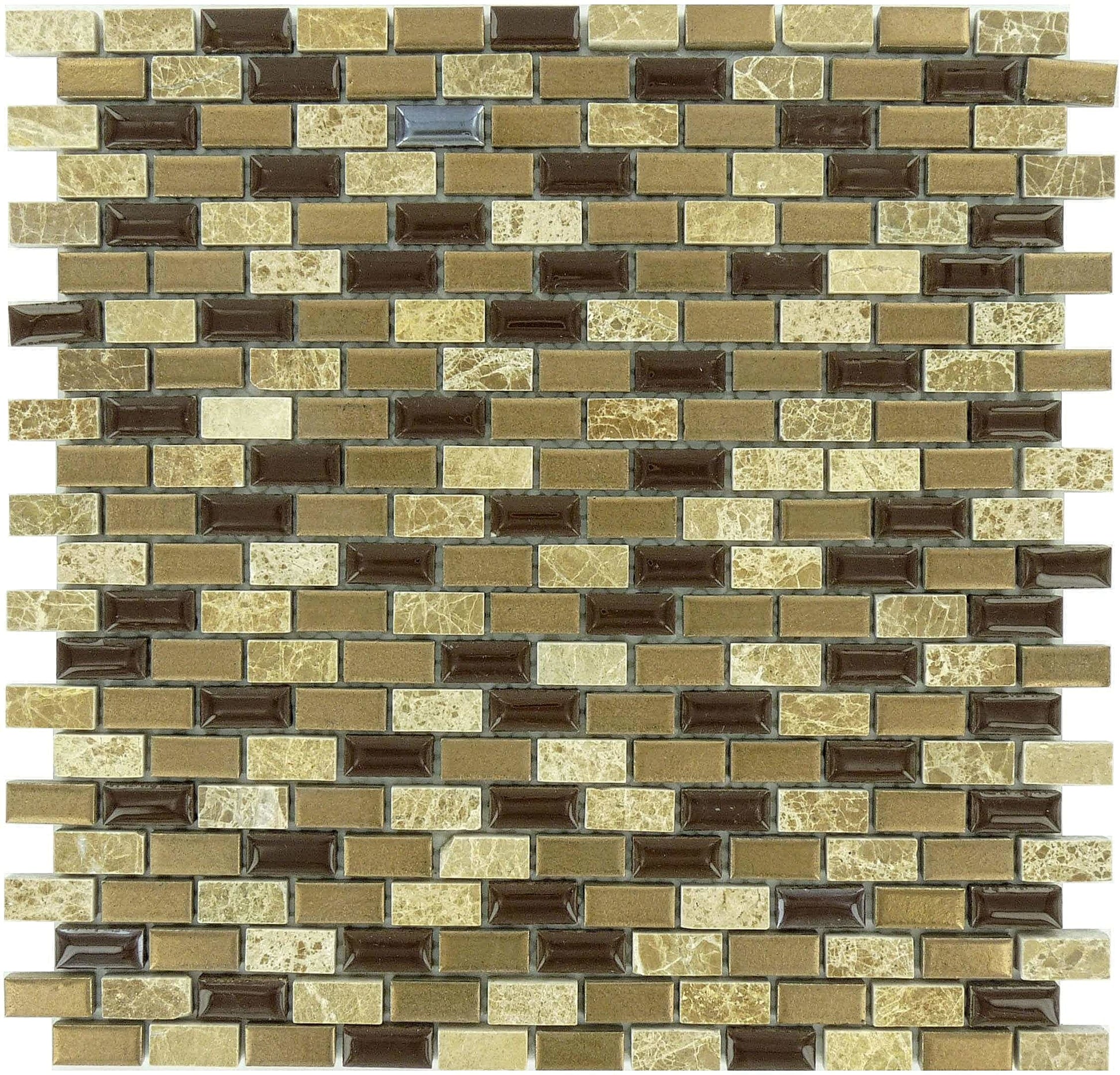 Porcello Autumn Acorns PBS-05 Brown 1/2x1 Stone and Porcelain Glossy Tile Euro Glass